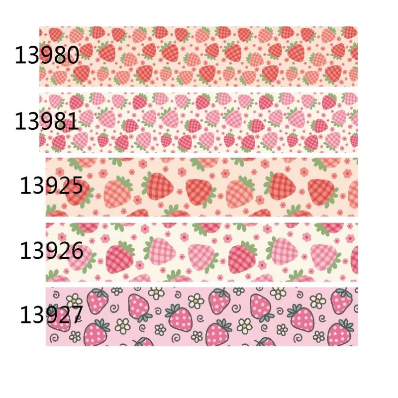 

Strawberry Fruit Cartoon Ribbon Grosgrain25mm 10yards/lot for DIY Holiday Crafts Hair Bow Decoration Material
