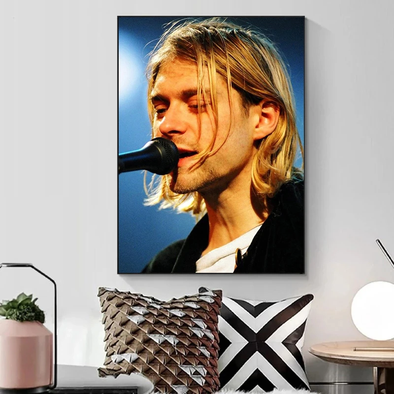 Kurt Cobain Singer Graffiti Poster Rock Band Room Bar Cafe Vintage Posters Canvas Painting Wall Art Pictures Print Decoration view 4