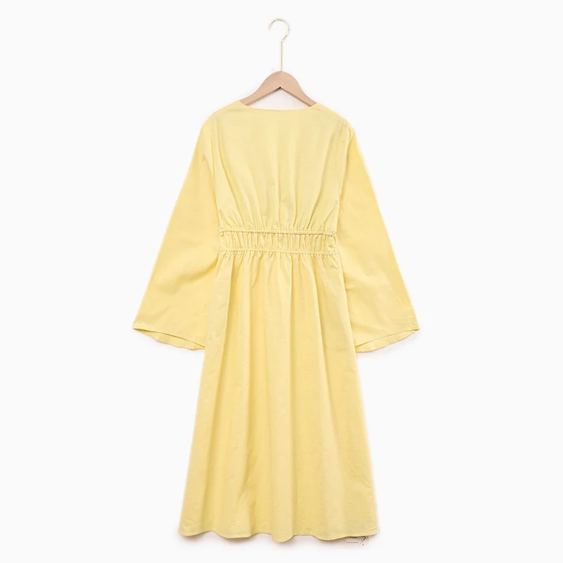 المرأة التعادل القطن الكتان الجبهة قفطان فستان ربي...