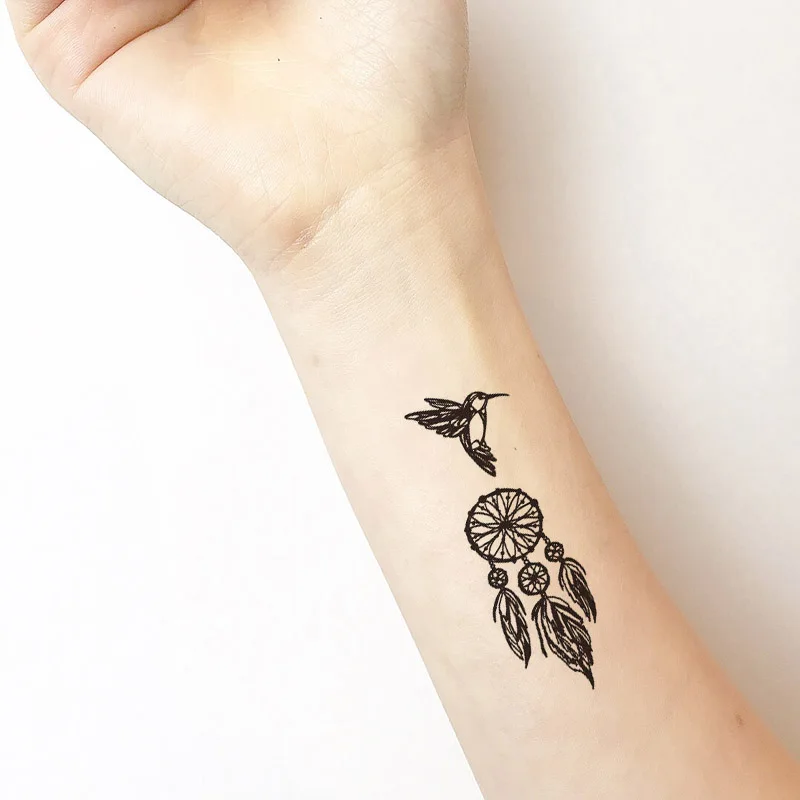 

Dreamcatcher Hummingbird Feather Number Temporary Tattoo Sticker Waterproof Women Men Adults Fake Body Art 10.5X6cm Kids Tatoo