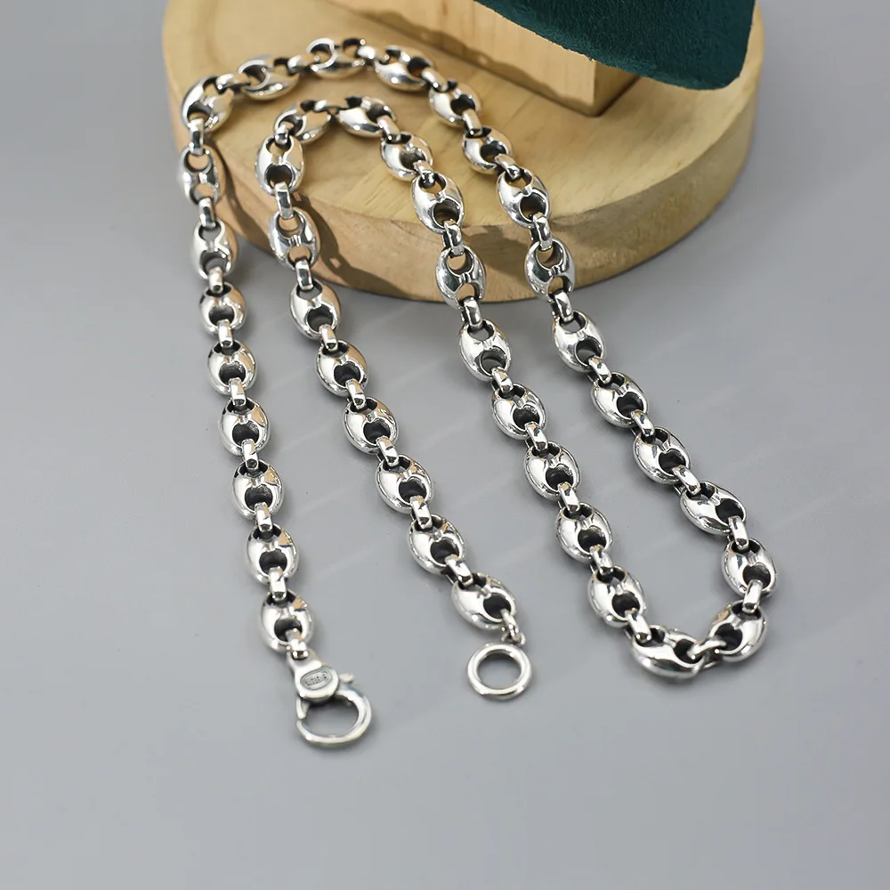 Hip -hop punk retro pig nose stitching cold wind couple necklace