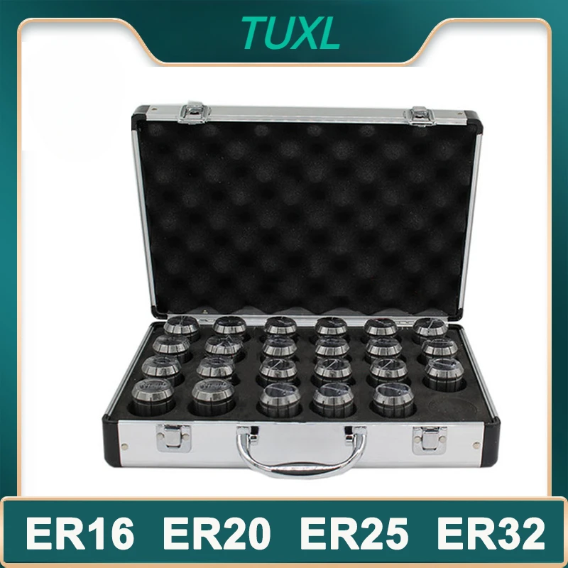 

Aluminum Box ER11 ER16 ER20 ER25 ER32 ER40 Set A / AA ER Spring Collet Chuck for CNC Milling Tool Holder Engraving Machine