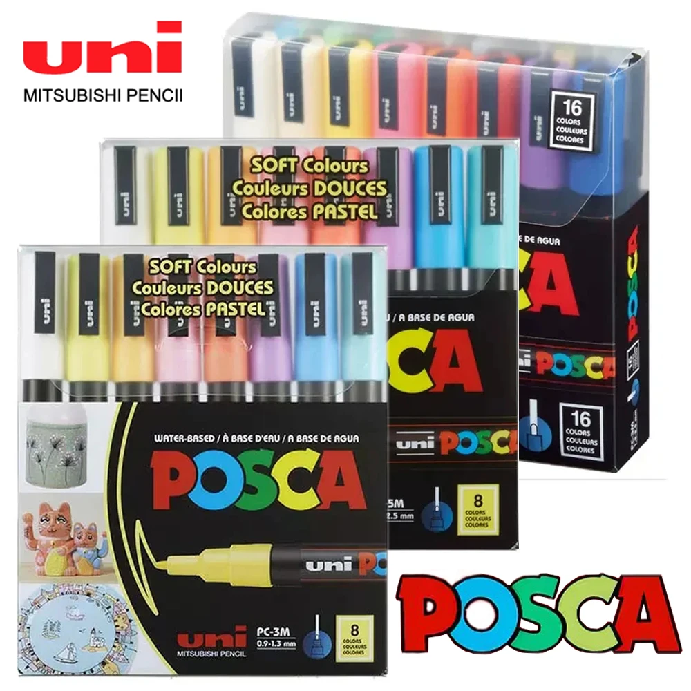 Set Di Pennarelli Uni Posca, Plumoni Acrilici Rotuladores Pc-3M,5M Pop Poster Pen/Graffiti Pubblicità Forniture Artistiche Cancelleria