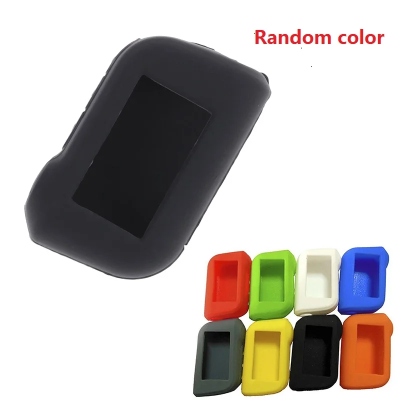 Random color Silicone Auto Key Case Starline A93 A63 Russian Version Two Way Car Alarm LCD Remote Controller Keychain Fob Cover