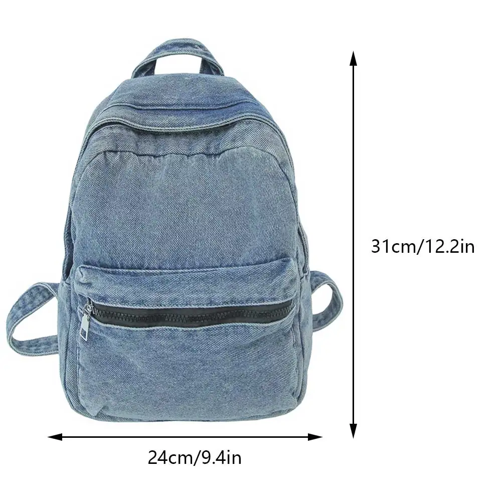 Fashion Denim Backpack Jeans Backpack Lightweight Teenagers School Bag Large Capacity Multi Pockets for Outdoor Travel
