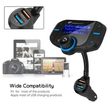 Bluetooth FM Transmitter Wireless Radio Adapter Car Kit Hands-free Calling with Quick Charge Dual USB Port for Mobile iphone Tab