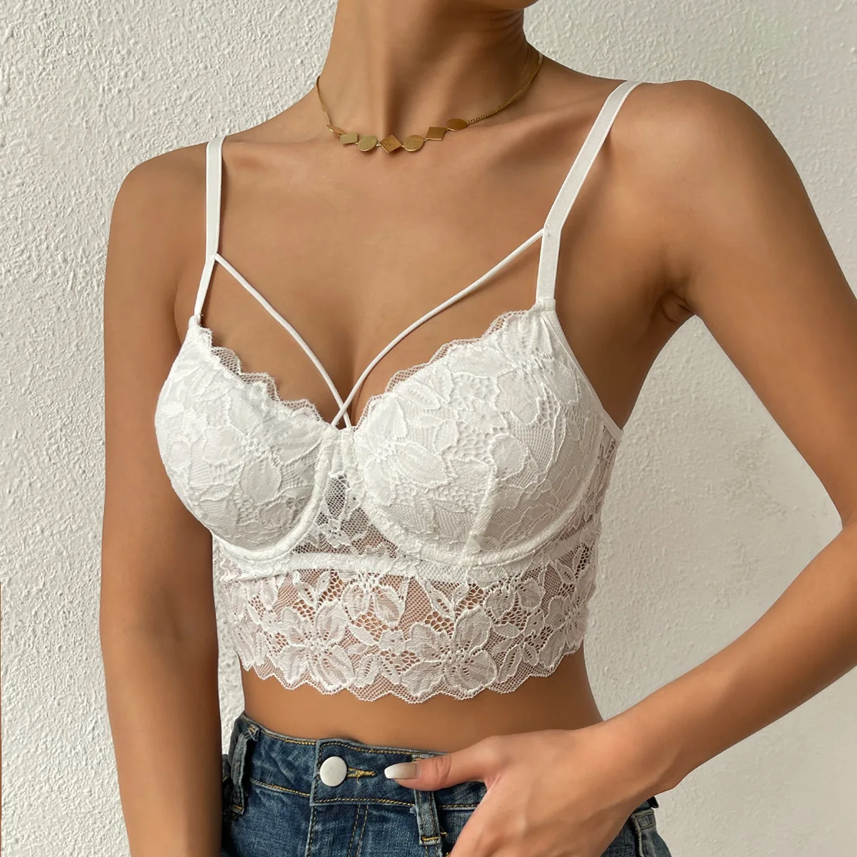 

2024 Summer Women Sexy Lace Sling Corset Fashion Chic Pure Color Slim Bustier Crop Tops Female y2k Short Top Camisole Partywear