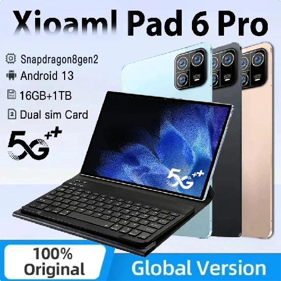 

Global Version 2024 Original Pad 6 max Tablet 16G+1TB Android 13 Tablet PC Dual SIM Card 5G GPS WIFI Mi Tab Pad 6 Tablets