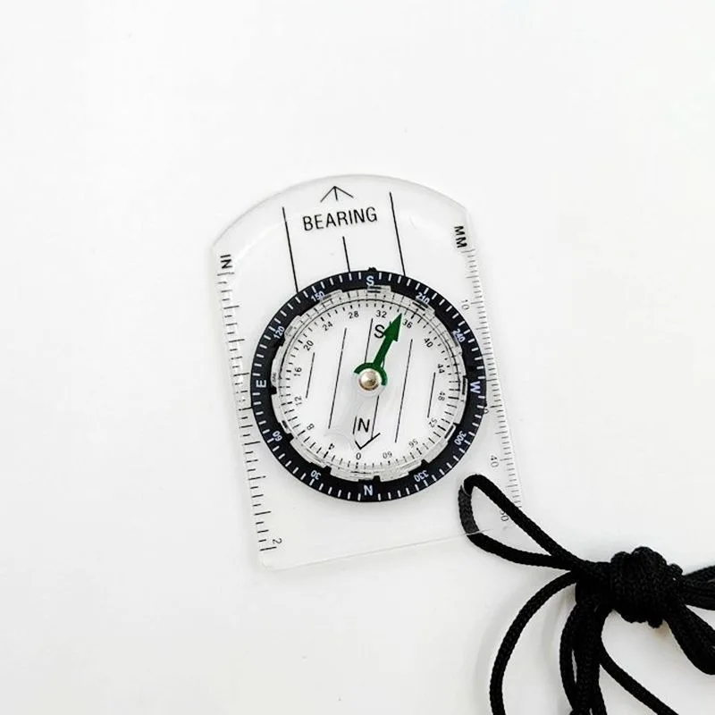 1pc Outdoor Transparent Compass Survival Tools Mini Travel Motion Scale Camp Hanging Rope Acrylic Map Proportional Ruler Hike CN 4