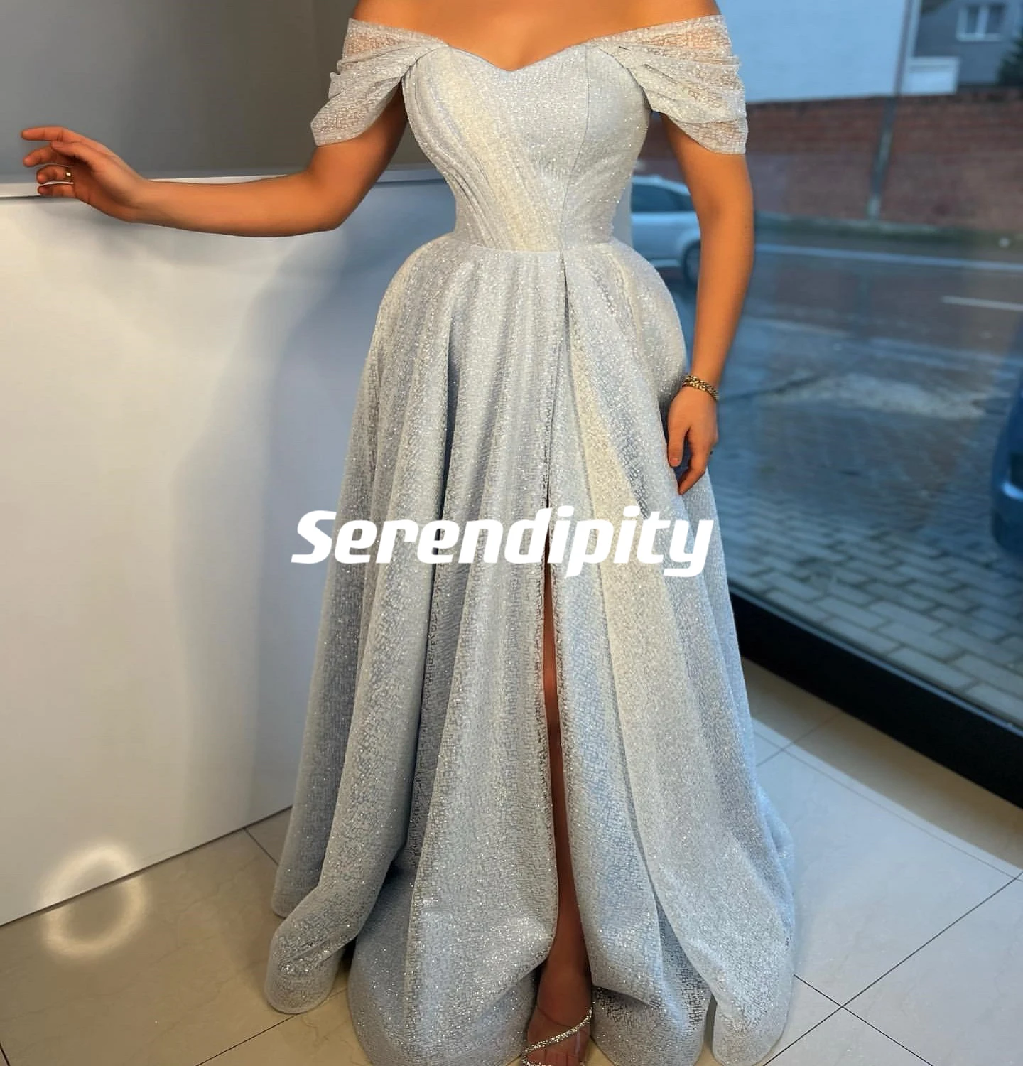 

Serendipity Ball-Gown Scallop shape Floor-length Satin Tulle Zipper Up Strapless Short Luxury Dresses for Evening Sky Blue 2023