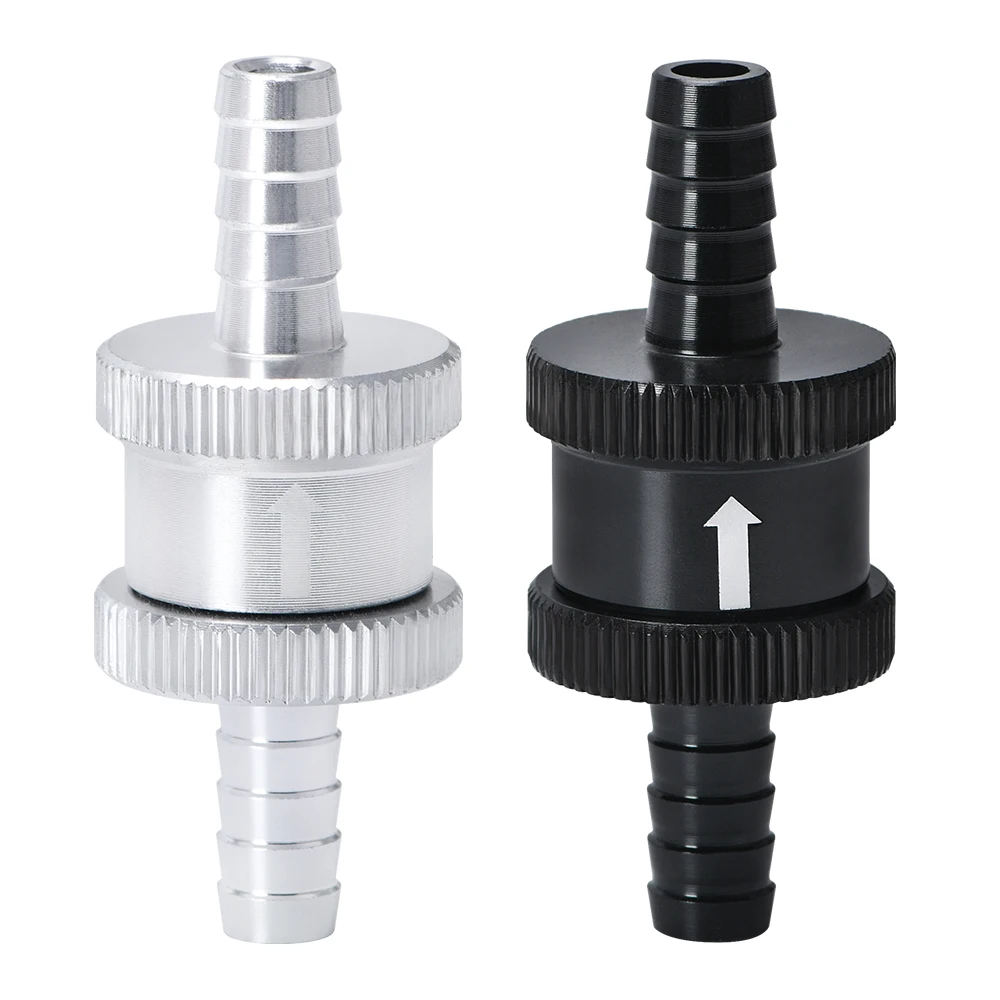 Swpeet 10Pcs Fuel Non-Return Check Valve Set - 6/8/10/12mm Aluminum, With 6 Hose Clamps