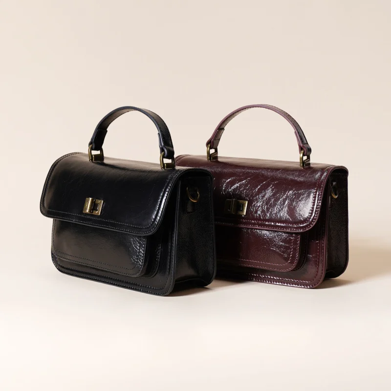 Vintage Genuine Leather Small Square Bag Spring Summer New Style Women's Handbag High Quality Shoulder Crossbody Bag