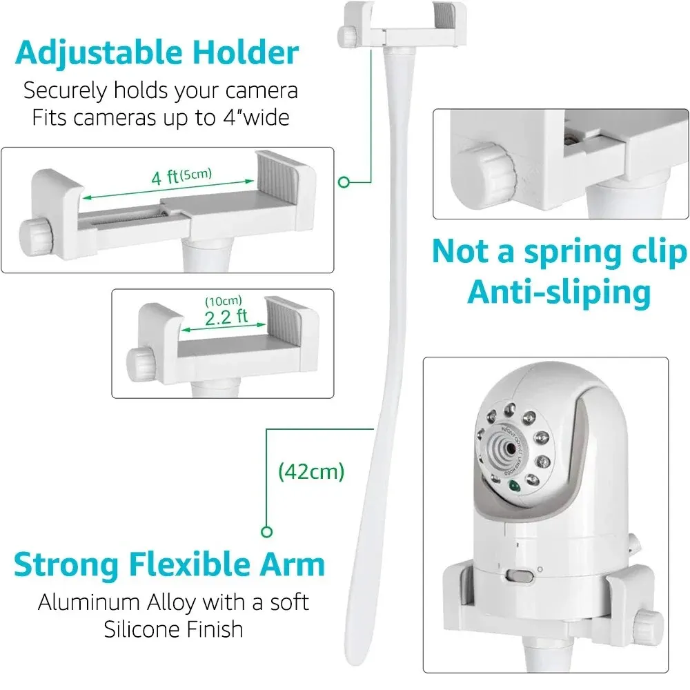 Universal Baby Monitor Holder Flexible Twisting Bracket Webcam Stand Mount Hole-Free Crib Cradle Rod baby monitor holder