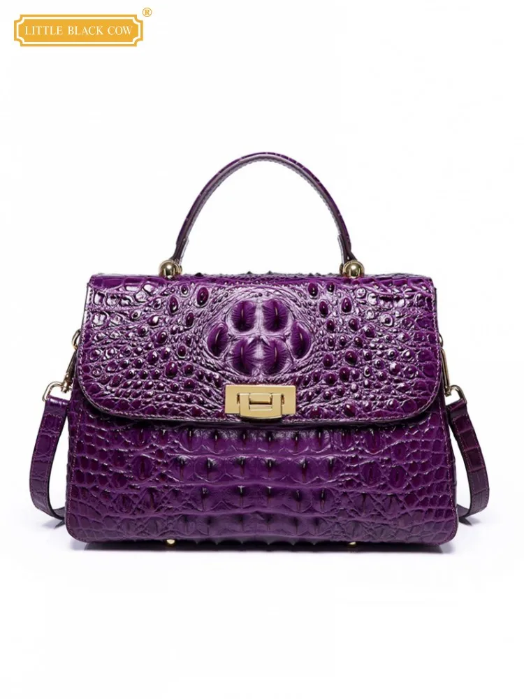 High Quality Women Genuine Leather Bag Hasp Elegant Office Ladies Crossbody Bags Tote Handbag New Fashion Single Shoulder Bag
