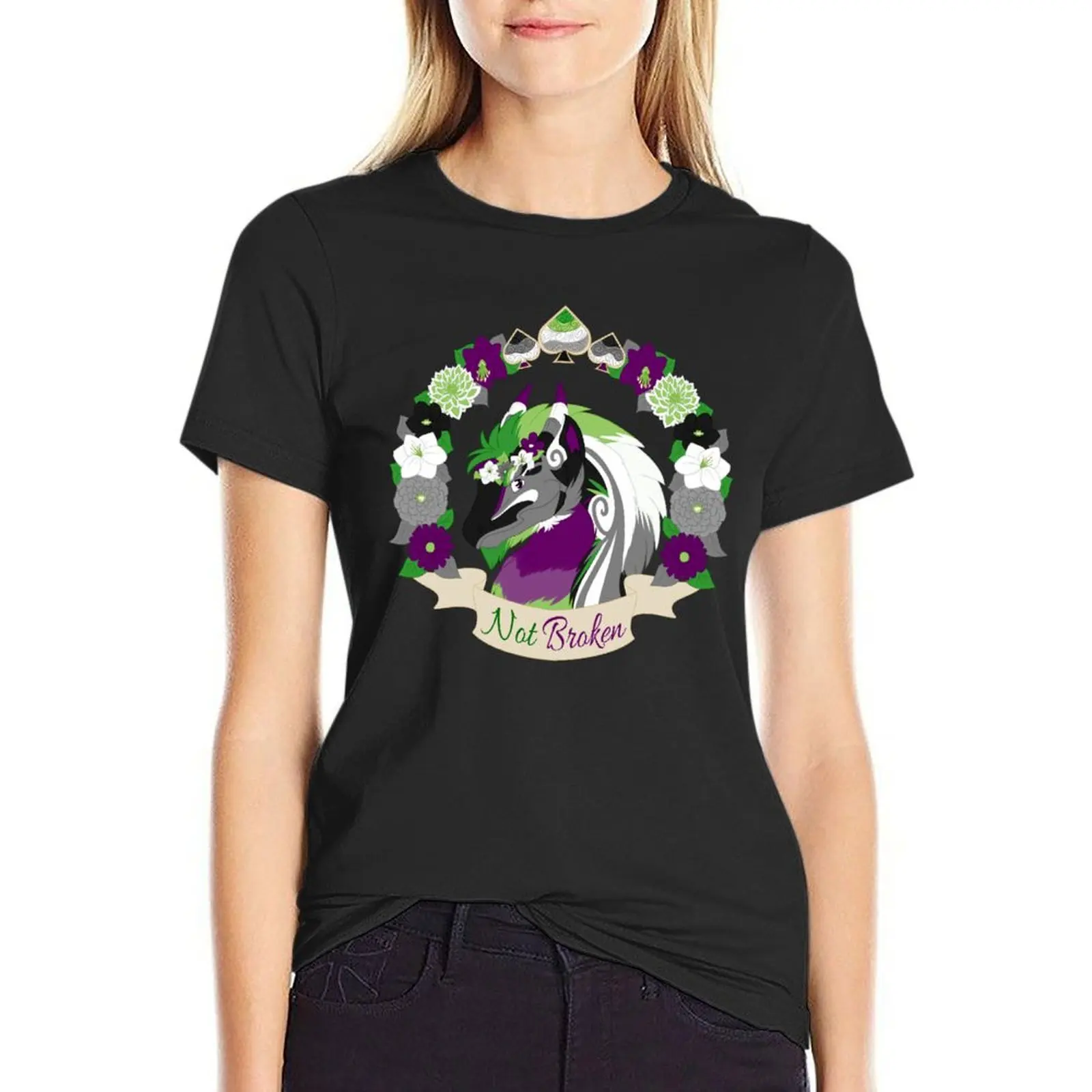 

Aroace Pride - Not Broken T-Shirt lady clothes summer top Female clothing oversized plain t shirts for Women