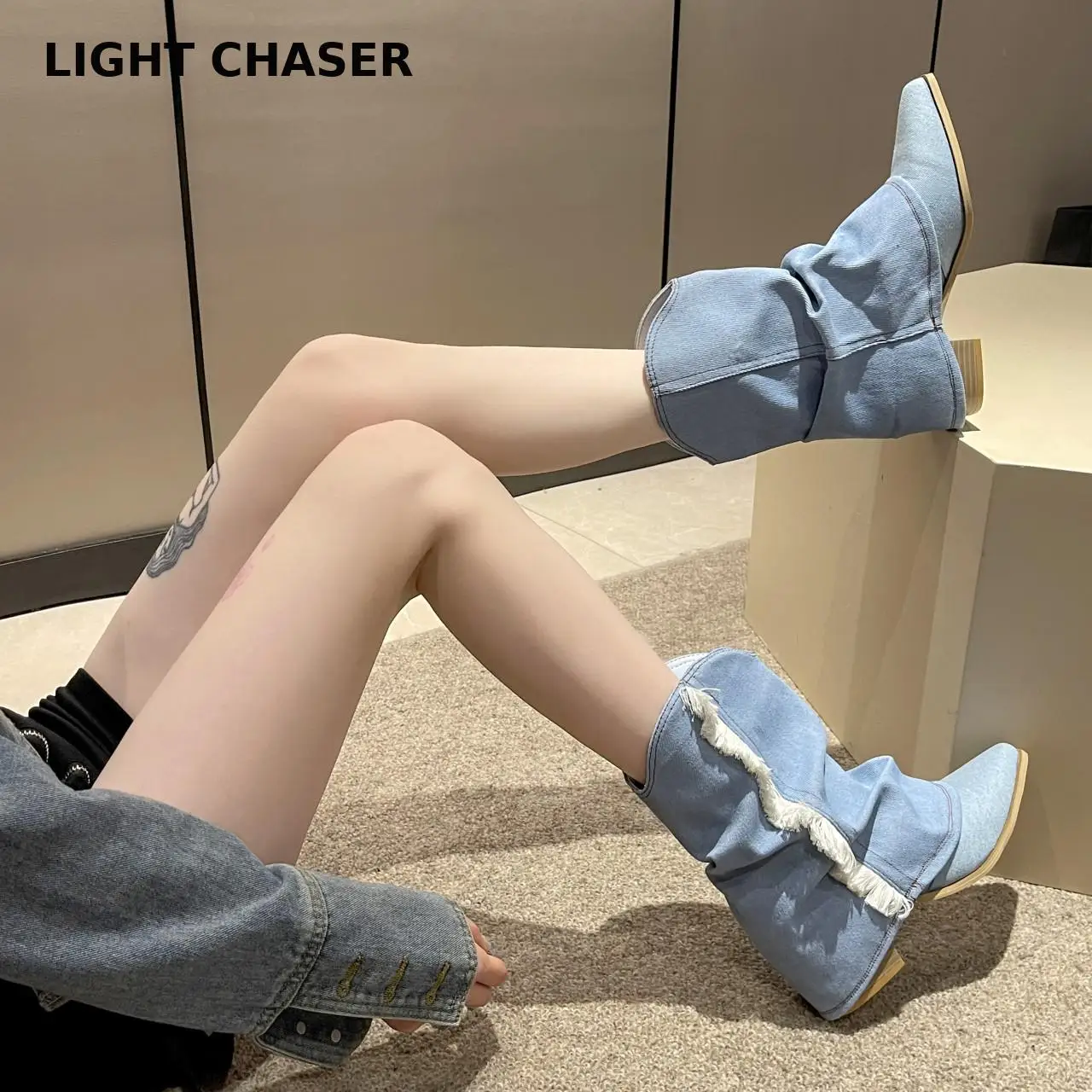 2023 Short Ankle Boots for Autumn for Footwear Womens Pumps Cowboy Female Heels Pointed Toe Modern Shoes Ladies Western Boots