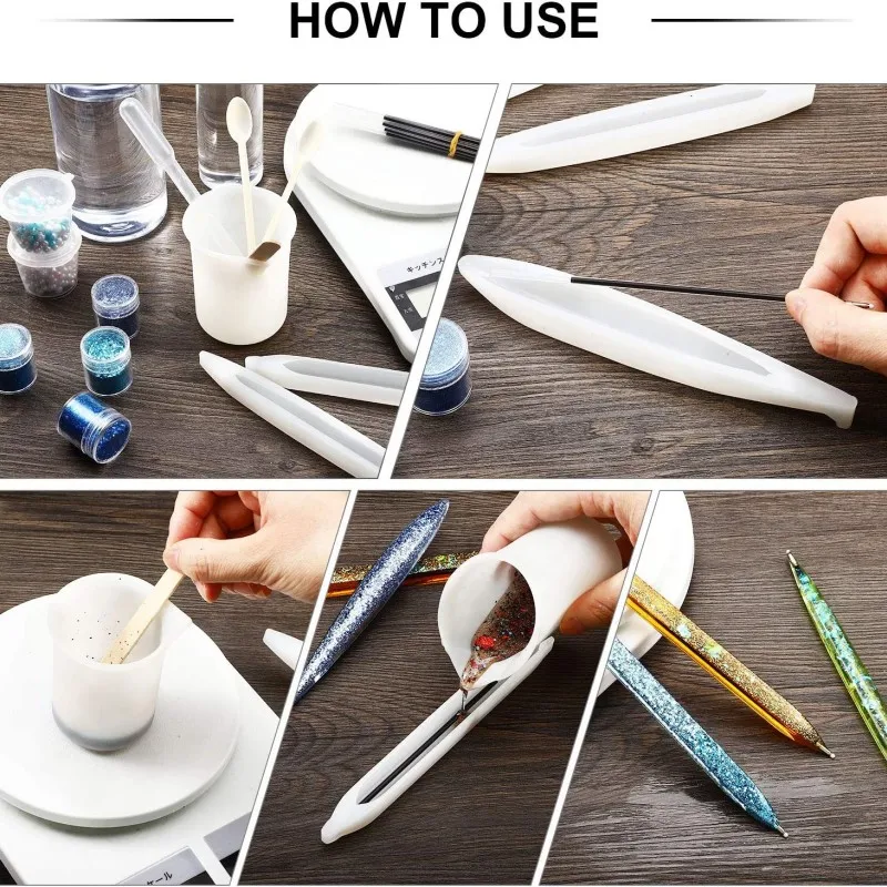 Pen Silicone Mold Transparent Pen Shape Resin Mold Creative DIY Ballpoint Dried Flower Epoxy Casting Kids Crafts Making silicone mold