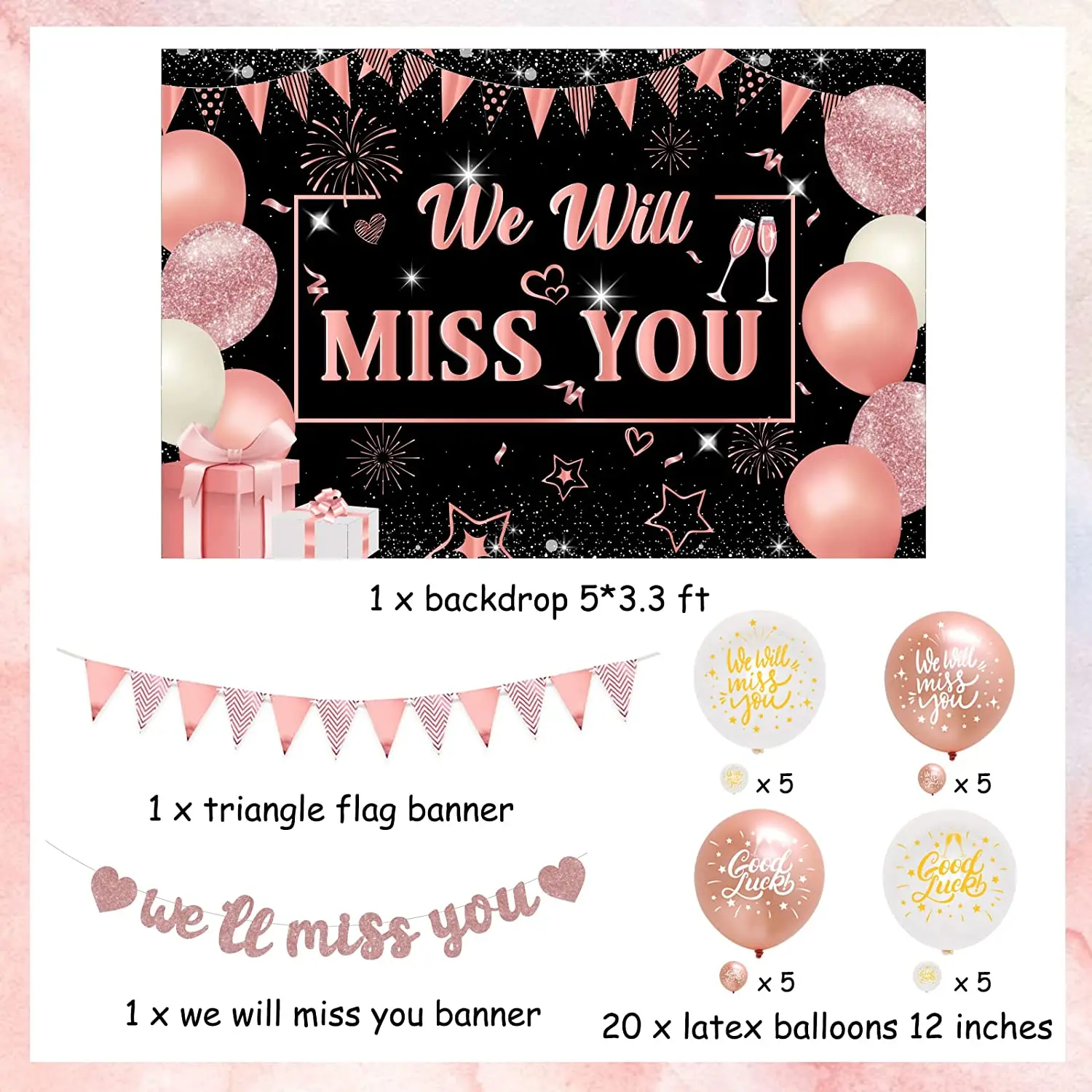 Rose Gold We Will Miss You Decorations For Woman Girls We Will...