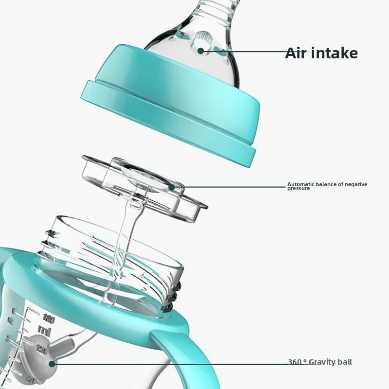 Baby Silicone Feeding Bottles Infant Drop-proof Milk Bottle with Straw Child Anti-hot Handle Drinking Bottle Baby Milk Feeding