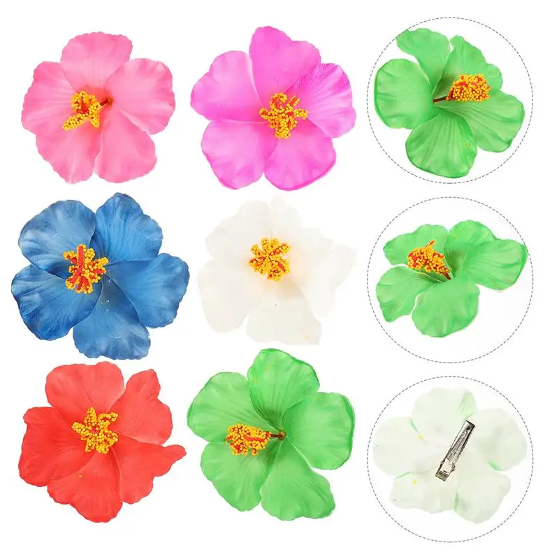 6pcs Fashion Hair Clips Hibiscus Flower Hair Clip Girl Hair Clips Women Hair Pin Hawaiian Hair Clip Women Barrettes 3