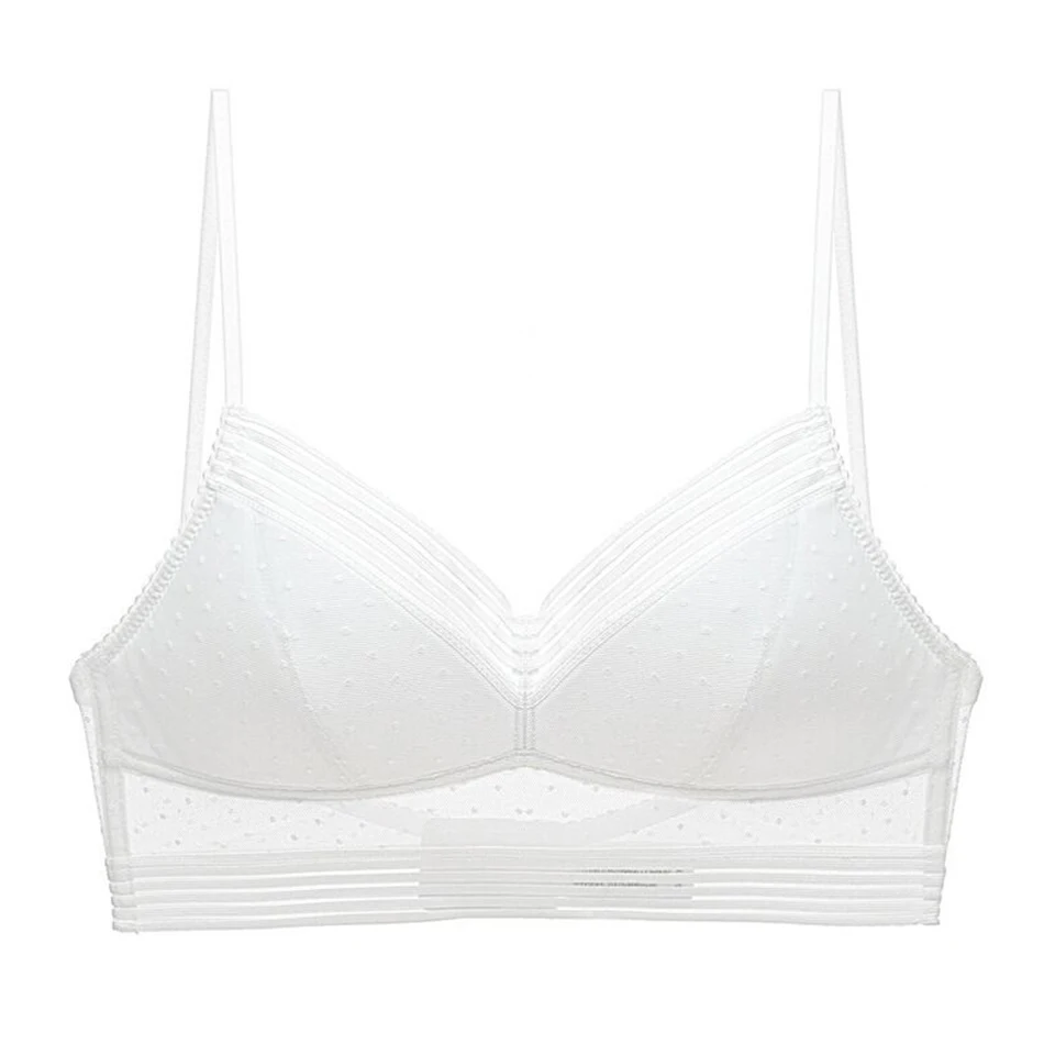 Low Back Bras For Women Seamless Invisible Backless Bra Polka Dot Mesh Bralette Ladies Wireless Brassiere