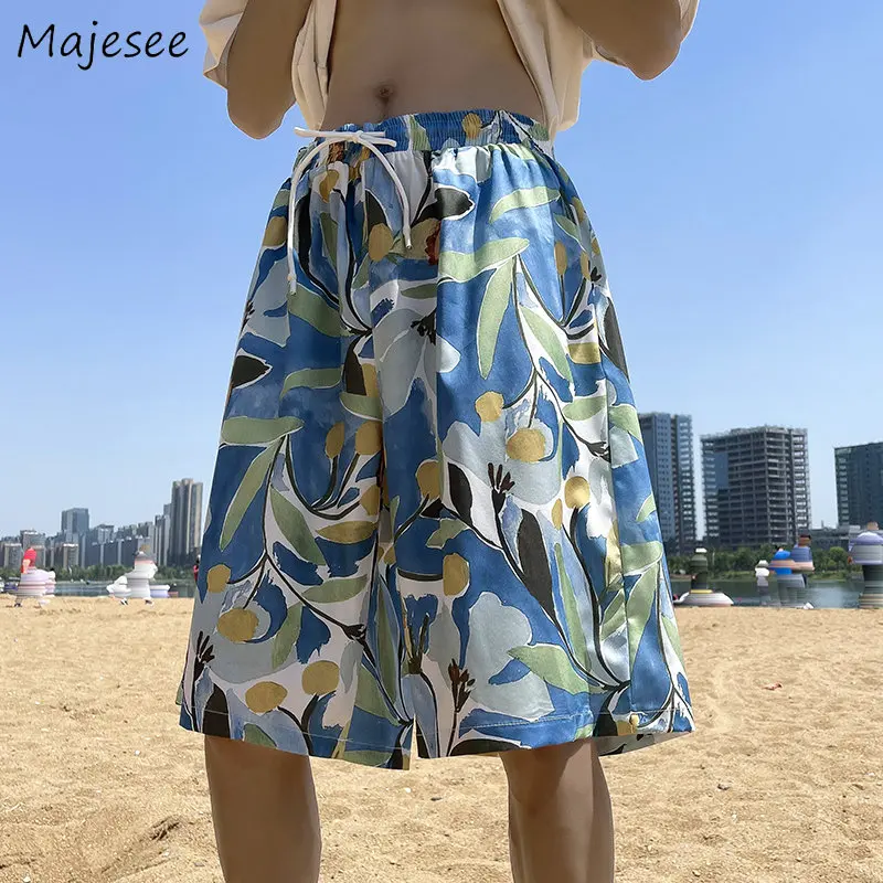 

Men Board Shorts Summer Baggy Trousers Harajuku Handsome Print Beach Style Holiday Thin Teenager Personal Fashion Leisure Cool