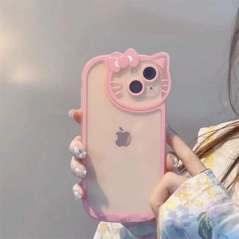 thumbnail image 1 of Original Sanrio Hello Kitty Transparent Cases For iPhone 15 14 13 11 12 Pro Max XS XR 7 8 Plus Cartoon Cute Shockproof Cover Y2K, 1 of 5