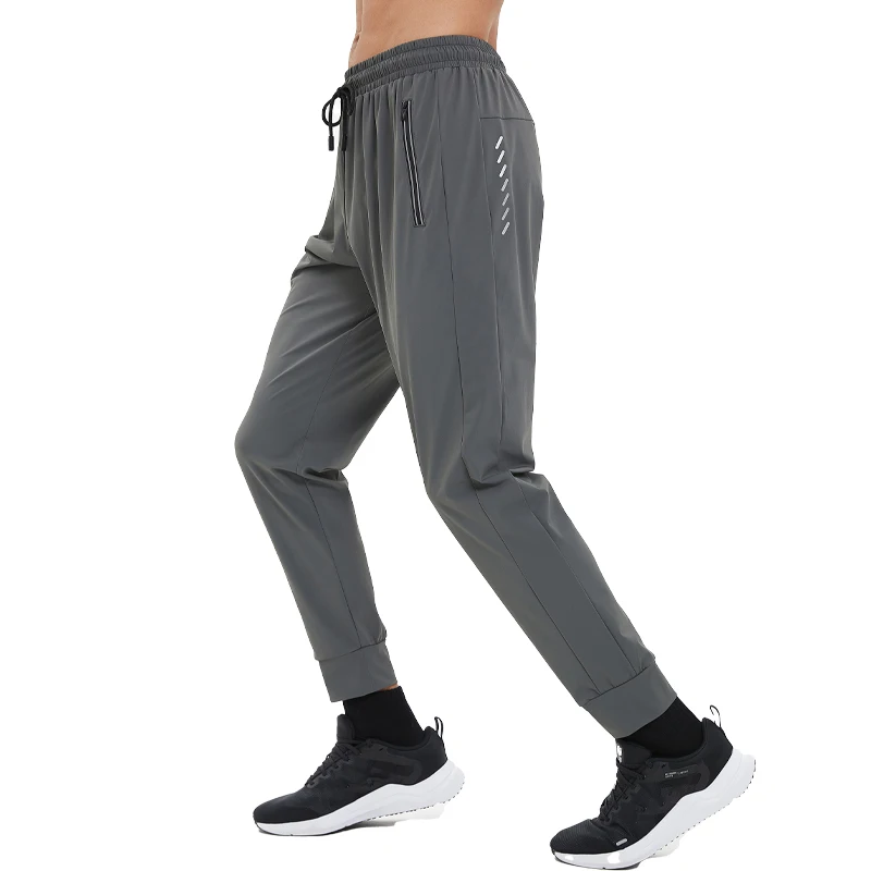 Sports Long Pants Men Running Zipper Pockets Training Fitness