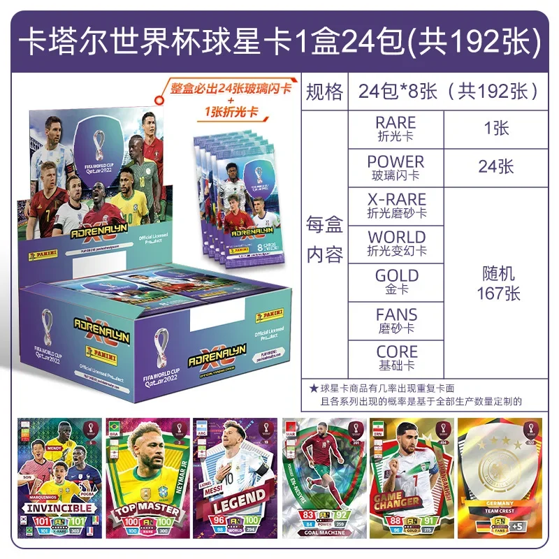 Football Trading Cards Panini Qatar World Cup Soccer Star Collection Messi Ronaldo Limited Fan Cards Box Set