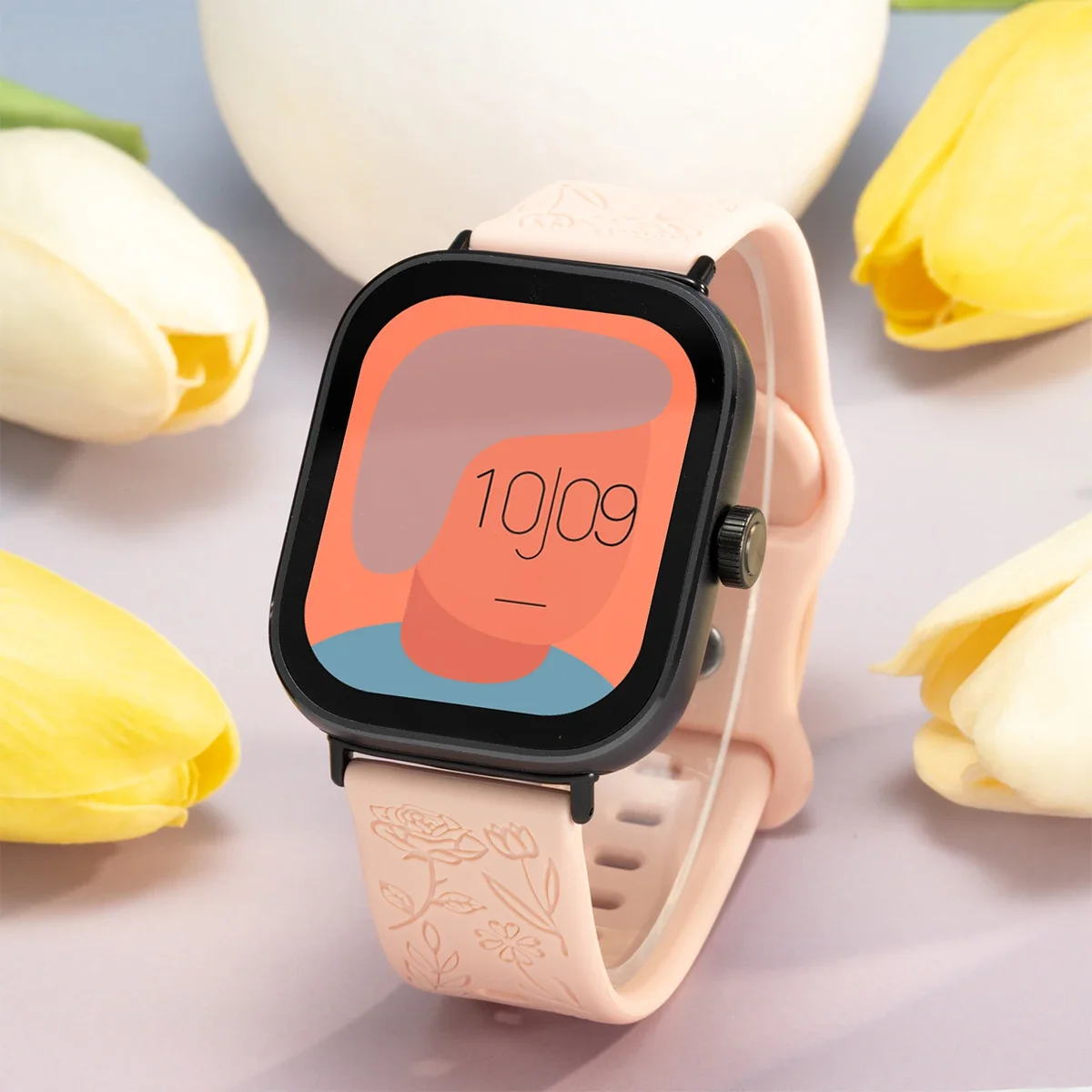Magnetic Silicone Smartwatch Strap with Carvings Design - Universal Fit Bracelet Accessory