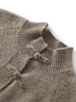 Naiste 100% meriinovillast madala kaeluse ja pool-liistuga sviiter M-XXL 2