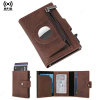 Men Wallet Airtag Rfid Blocking Money Clip Credit Card Holder Pop Up Aluminium Case Front Pocket Trifold Male Purse for Air Tag 1