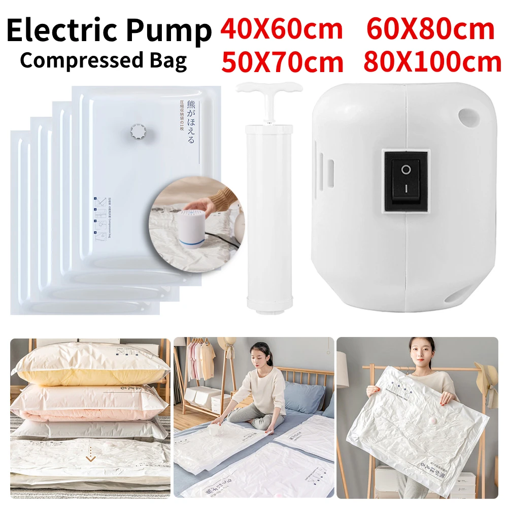 50W Electric Air Pump Vacuum Compressed Bags Storage Bags Electric Air Pump  Convenient Space-saving Clothing Bedding Storage