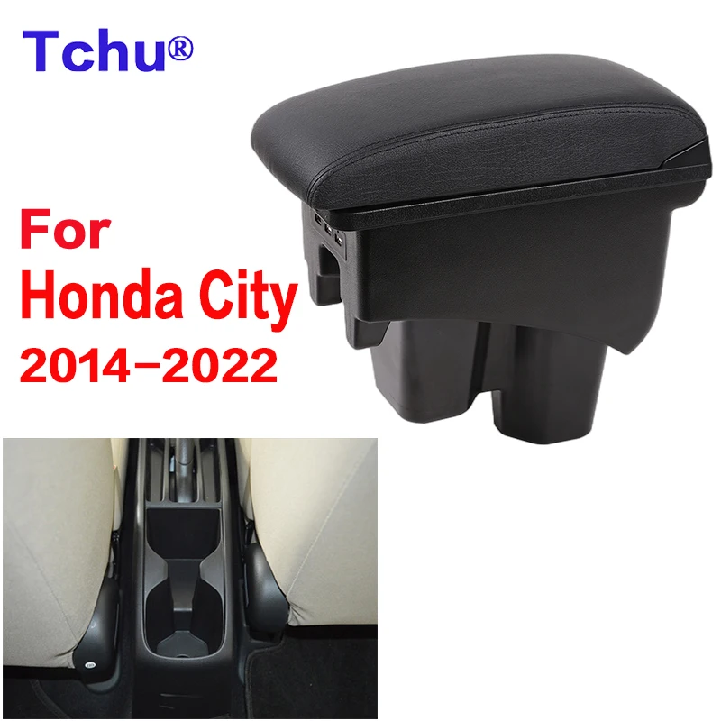 

For Honda City Armrest Box 2014-2023 For Honda new city armrest All-in-one with USB Double Layer Store Content car Accessories