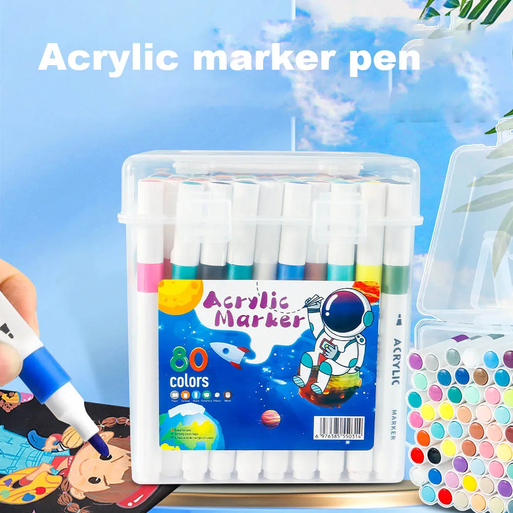 돌 페인트 펜 세트용 아크릴 마커 암벽화 키트, 세라믹 유리 목재 DIY 공예 미술 용품, 24 색, 36 색, 48 색, 60/80 색