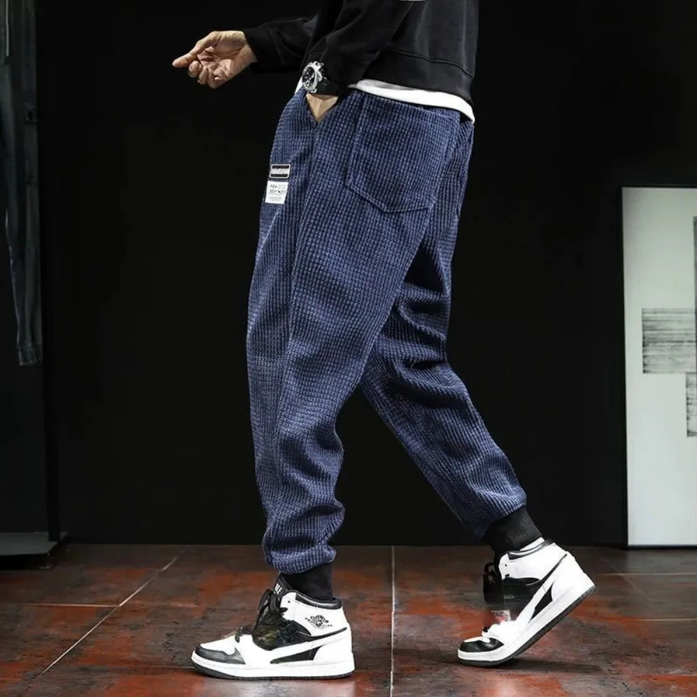 Men's Solid Color Baggy Corduroy Pants 2023 Spring Fashion Streetwear Corduroy Pants Men Cargo Pants Loose Casual Trousers Men