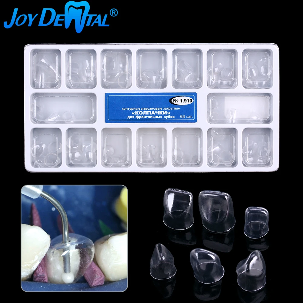 

64pcs/Box Dental Anterior Transparent Crowns № 1.910 Small Medium Large for Incisors and Canines Dentistry Dentists Tools