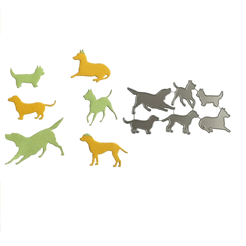 

Six Dogs in Different Positions Metal Cutting Dies for DIY Scrapbooking and Card Making Decor Embossing Craft Die Cut