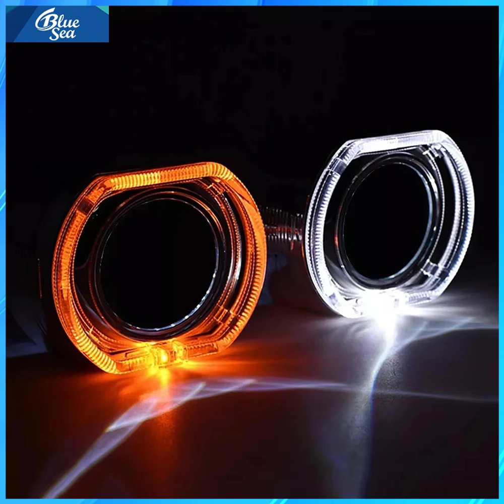 DRL Angel Eye Decorative Shrouds White Yellow RGB APP Control For 2.5 Inches and 3 Inches HID LED Projector Lenses Signal Light