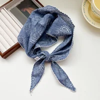 Soft Cotton Linen Triangle Scarf Cashew Print Floral Neck Head Scarves Decorative Scarves Long Bandanas Shawl Solid Color Scarf 5
