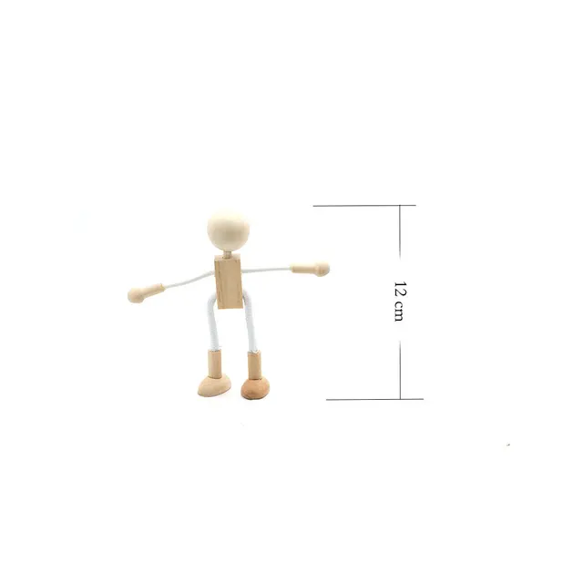 Wooden Peg Dolls Wood Doll Unfinished Figures Robot People Diy Craft Blank Crafts Pieces For Shapable Paint Unpainted Kokeshi 4