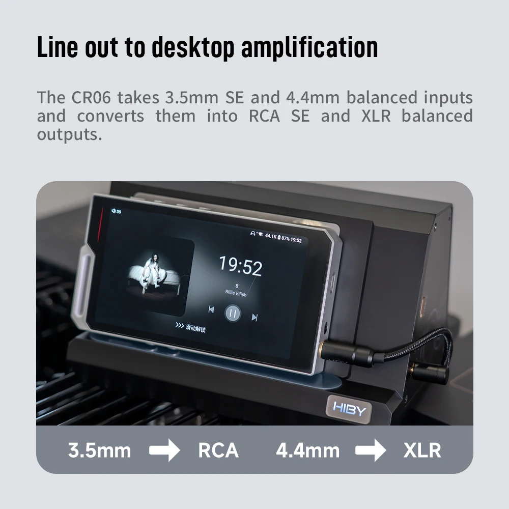 HiBy CR06 HiFi Digital Audio Player Dock For DAPs Home Audio Headphone System Desktop Amplification 4 Outputs 3.5/4.4mm Input music player mini media player