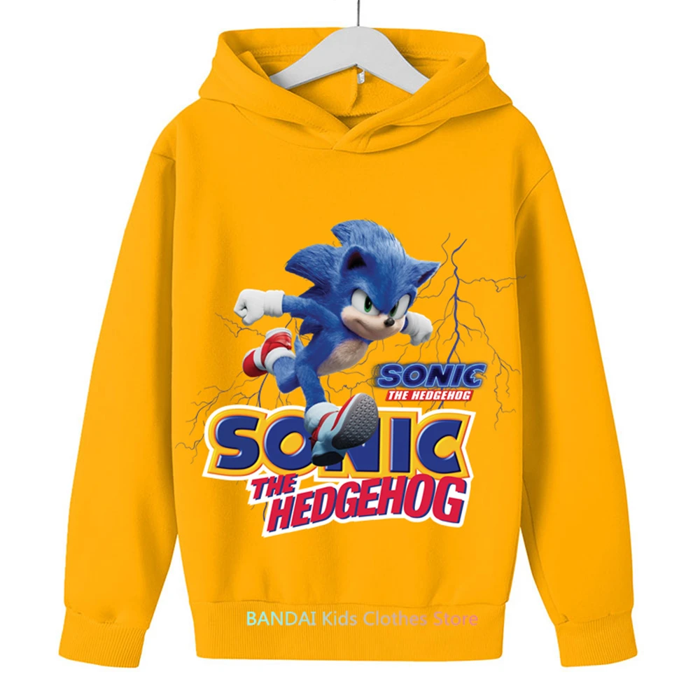 Sweats à capuche Super Sonic Cartoon Print pour enfants, pulls pour ...