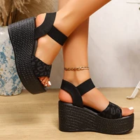 Women’s Wedge High Heel Peep Toe Sandals Leopard Platform Sandals Ladies Thick Sole Summer Shoes Espadrilles Zapatillas Mujer - Image 5