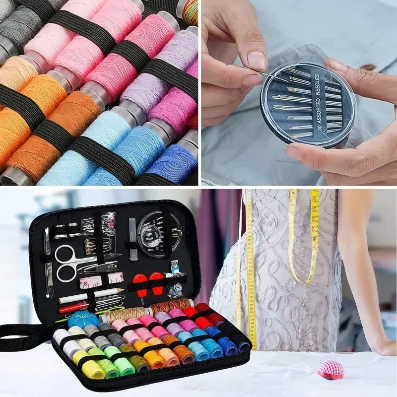 Complete Sewing Kit with Threads Needles Scissors Tape Measure Buttons Portable Travel DIY Embroidery Handwork Sewing Tool Set - 2