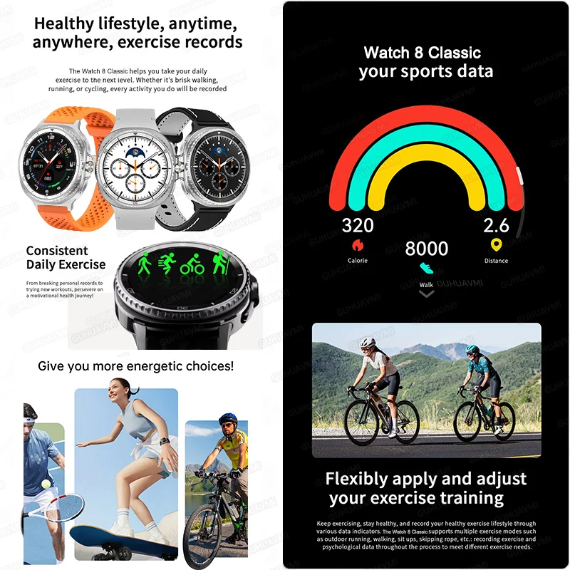 2025 New Watch 8 Ultra Classic GPS Compass NFC SmartWatch 46mm LTE Sports Version BT Call 3ATM Waterproof AMOLED Men Smartwatch