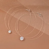 D VVS1 – collier avec pendentif Moissanite 2 carats pour femmes, en argent Sterling 925, ligne de pêche transparente, chaîne, bijoux fins de fête 3