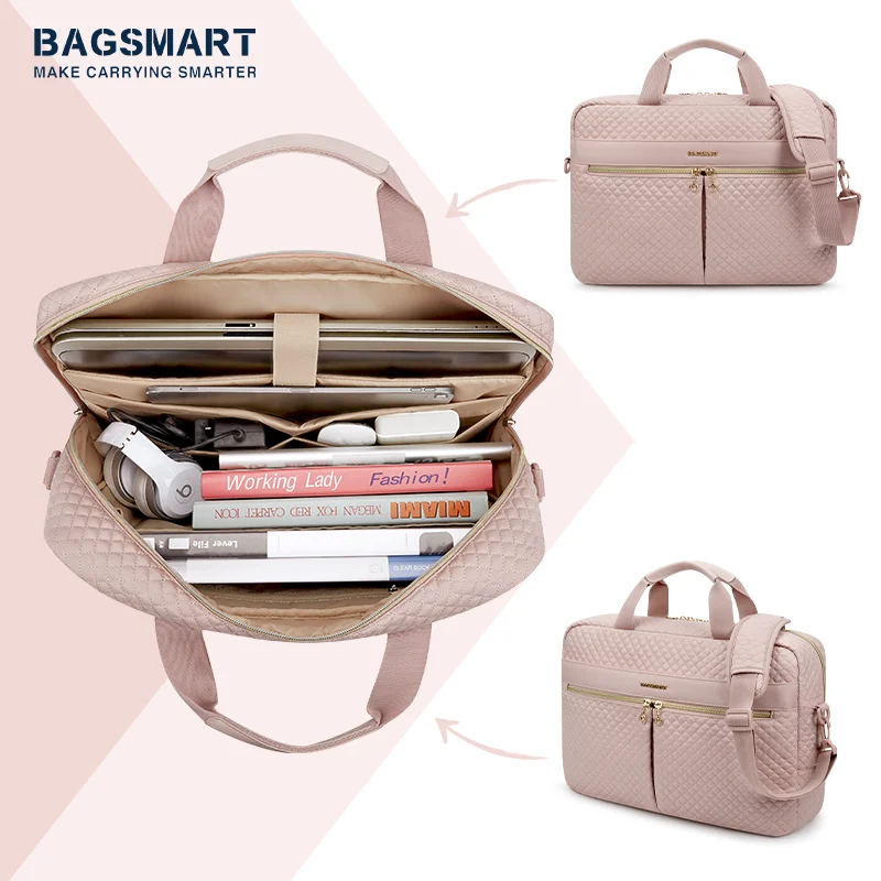 Bagsmart-grande Capacidade 17 Laptop Bolsa Ombro Messenger Notebook Pouch Pacola Escritório Viagem Negócios Bolsa de Computador
