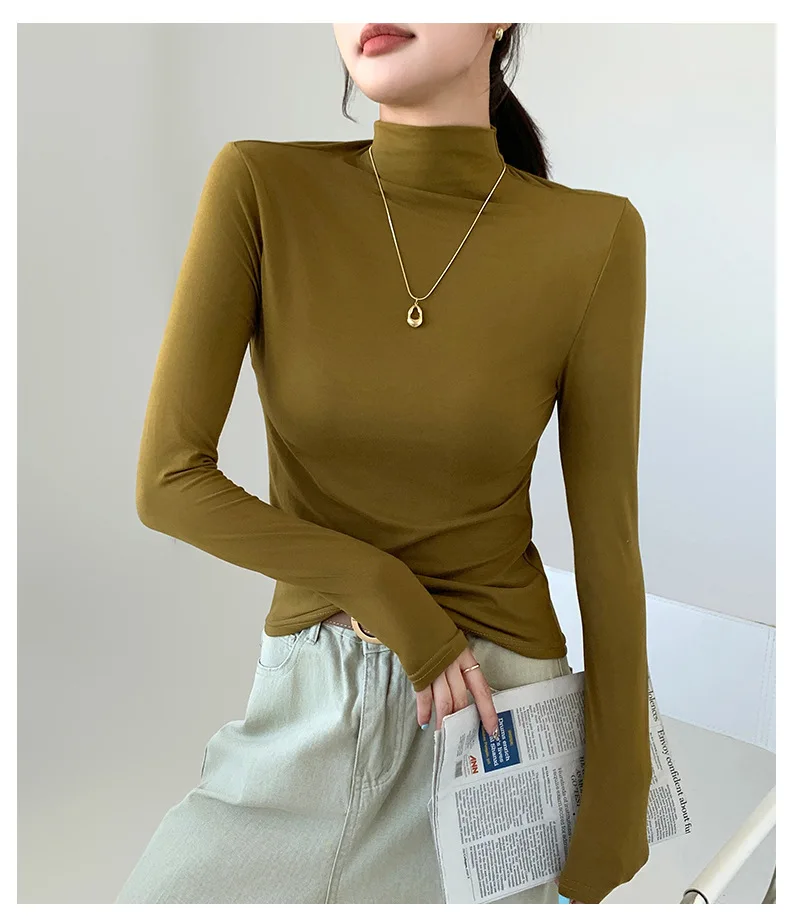 Women Fashion Korean Solid Long Sleeve Innerwear Bottming - Uniqwear