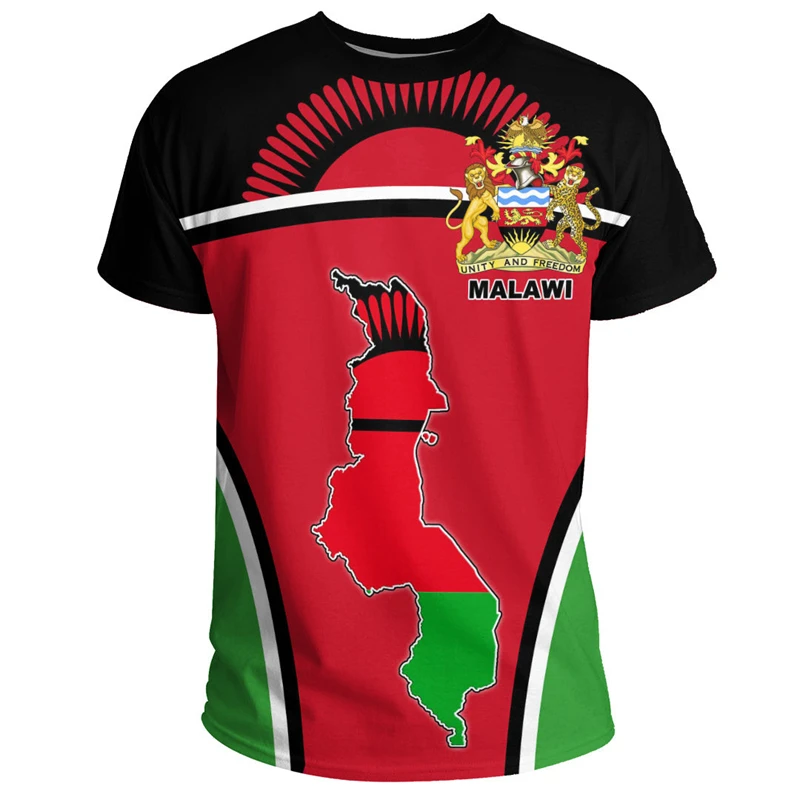 

Malawi Flag Map Graphic T Shirts National Emblem 3D Printed T Shirt For Men Clothes Africa Country T-Shirt Male Jersey Kids Tee